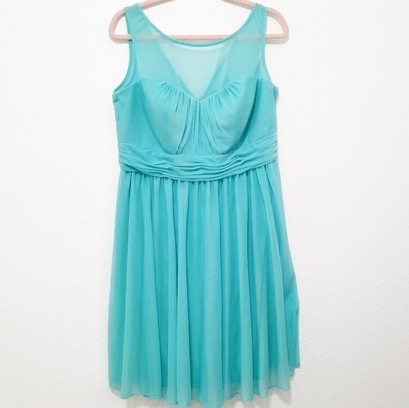 David's Bridal Spa Illusion Mesh Neckline Bridesmaids Dress 16 NWT - Picture 1 of 4